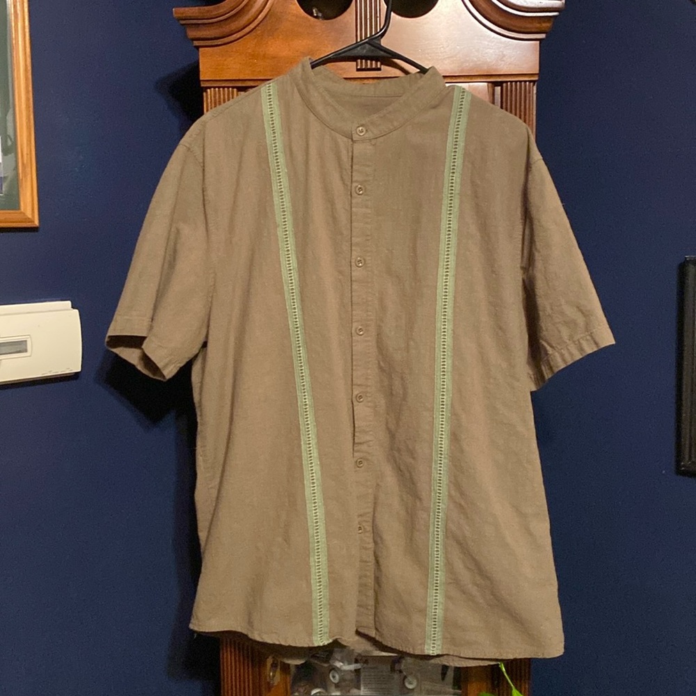 Olive green button down shirt